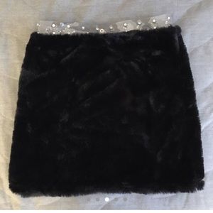 Furry black skirt